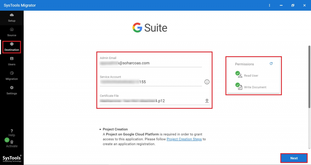 G Suite as Destination