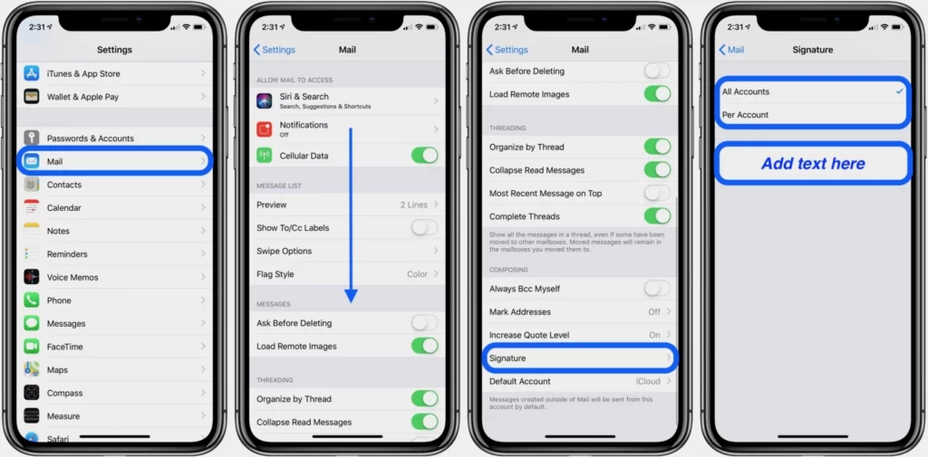 How to set up email signature on iPhone