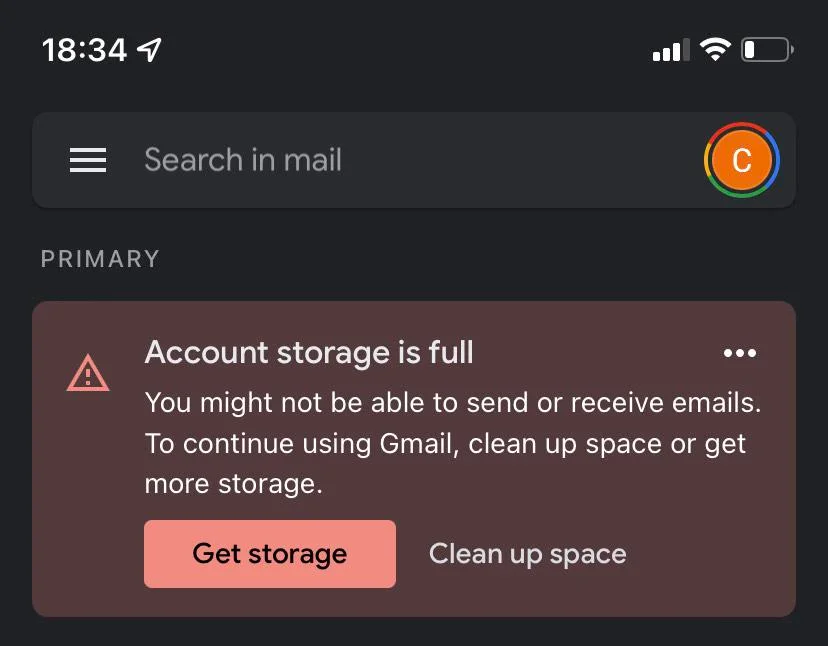 Gmail Storage is Full