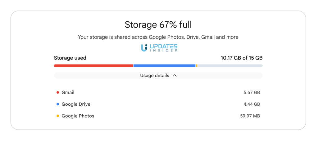 Google storage page